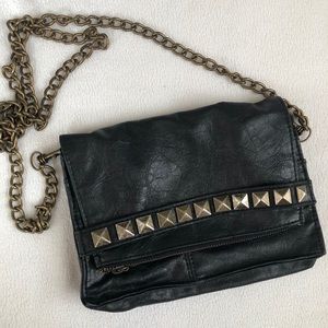 Free People black studded leather bag chain straps